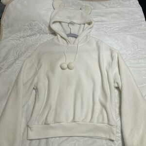 Cozy White Hoodie with Bear Ears